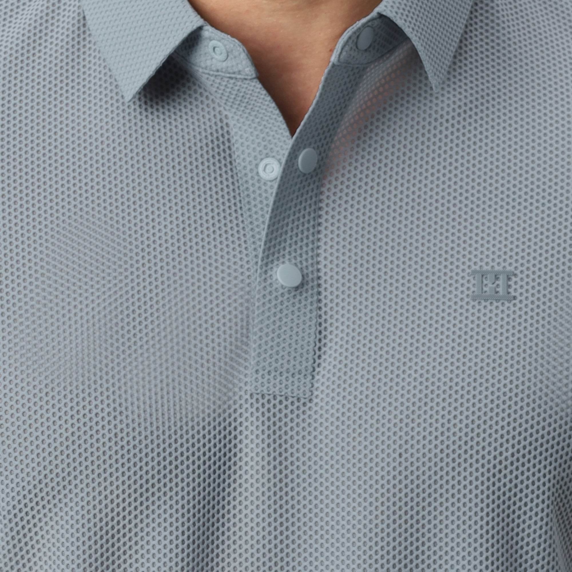 Hektor -Premium-Bonded- Snap Button Polo - Bubble Jacquard T Shirt -Mens