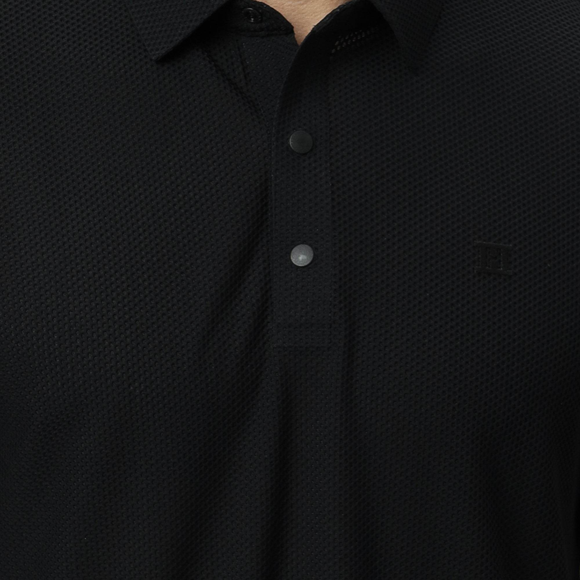 Hektor -Premium-Bonded- Snap Button Polo - Bubble Jacquard T Shirt -Mens