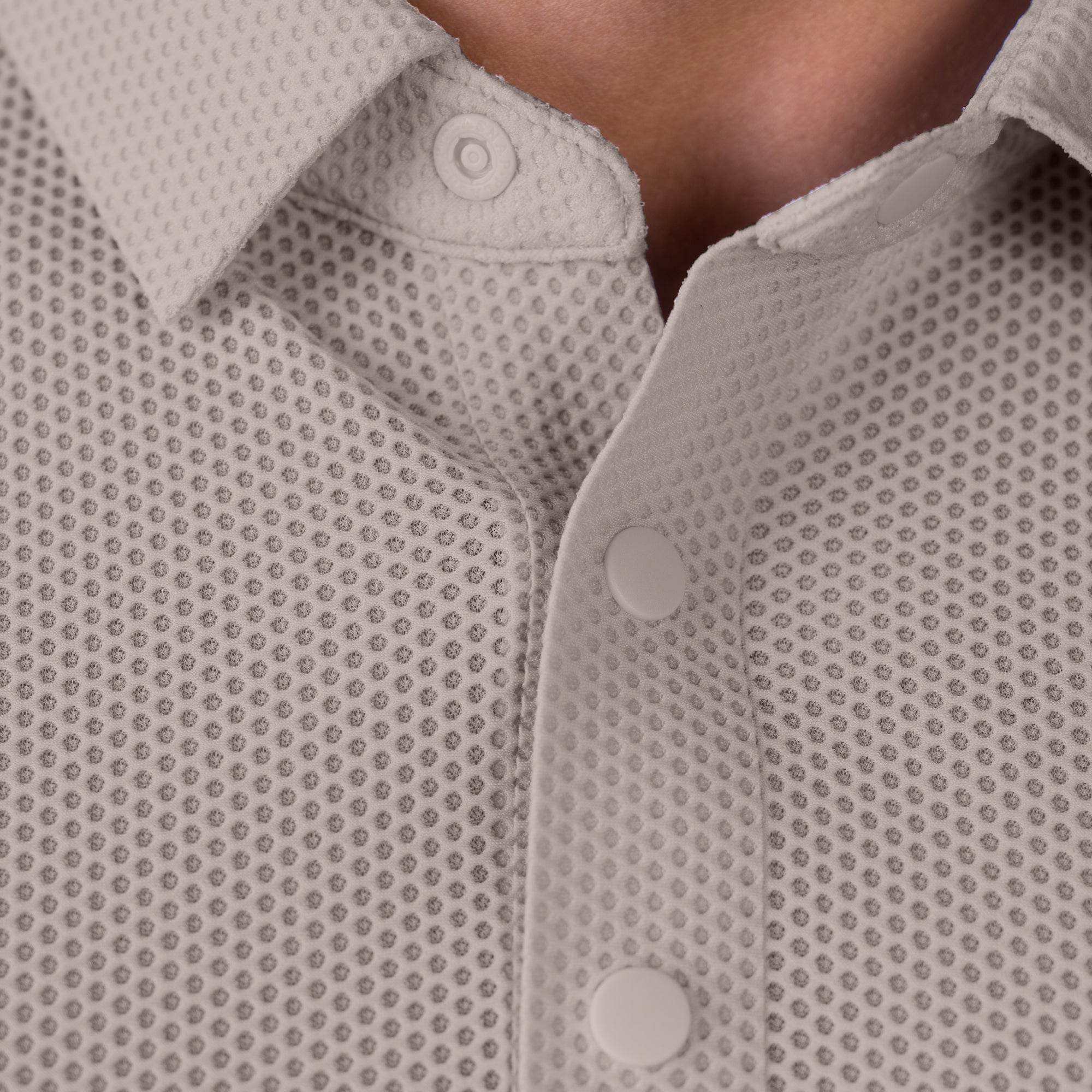 Hektor -Premium-Bonded- Snap Button Polo - Bubble Jacquard T Shirt -Mens