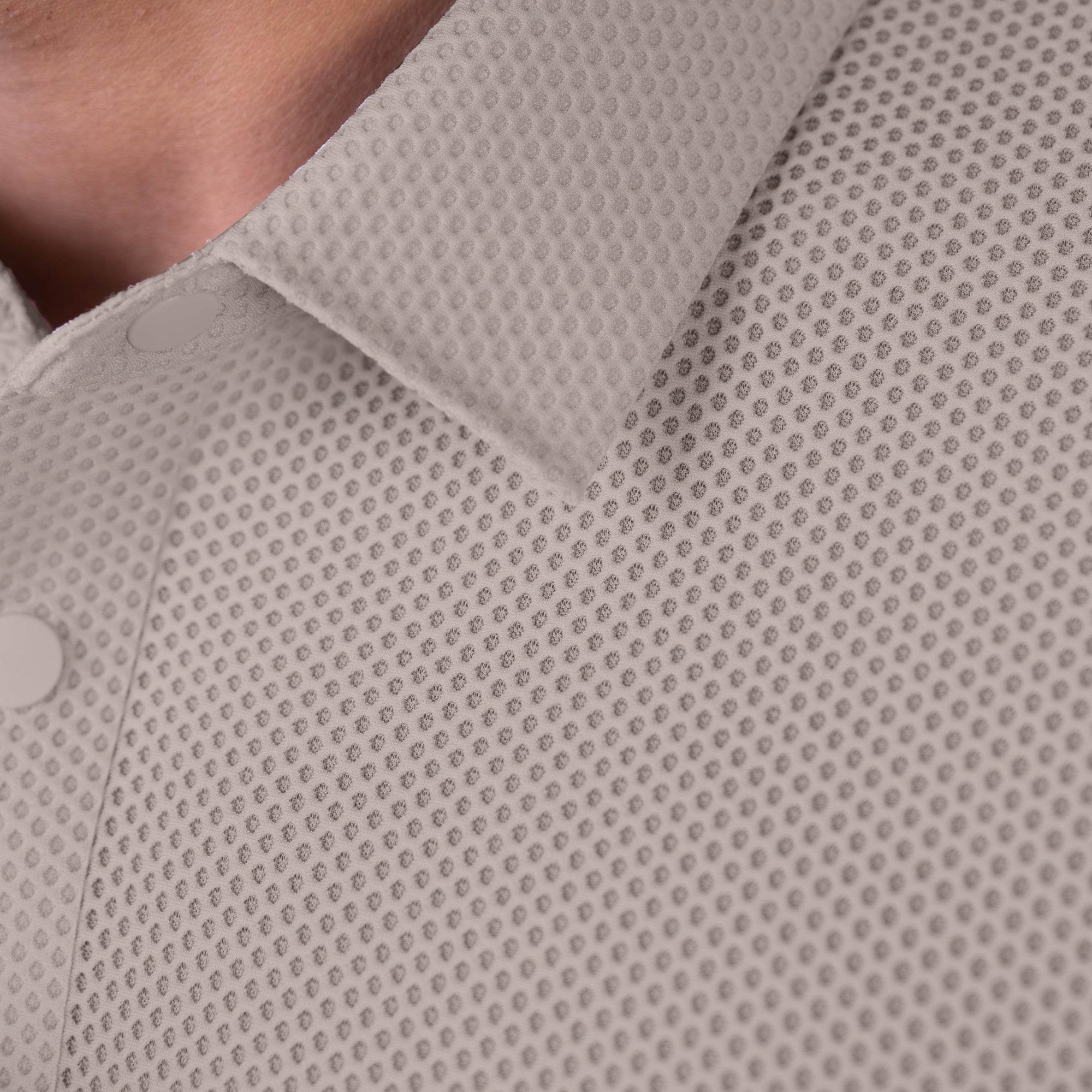 Hektor -Premium-Bonded- Snap Button Polo - Bubble Jacquard T Shirt -Mens