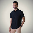 Hektor -Premium-Bonded- Hidden Button Polo - Small Checks -Mens