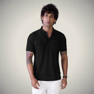 Hektor -Premium-Bonded- Hidden Button Polo - Herring Bone T Shirt -Mens