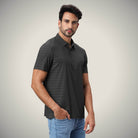 Hektor -Premium-Bonded- Hidden Button Polo - Herring Bone T Shirt -Mens
