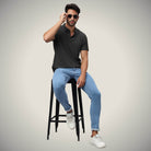 Hektor -Premium-Bonded- Hidden Button Polo - Herring Bone T Shirt -Mens