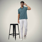 Hektor -Premium-Bonded- Hidden Button Polo - Herring Bone T Shirt -Mens