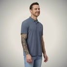 Hektor -Premium-Bonded- Hidden Button Polo - Herring Bone T Shirt -Mens