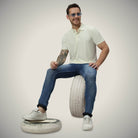 Hektor -Premium-Bonded- Hidden Button Polo - Herring Bone T Shirt -Mens