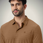 Hektor -Premium-Bonded- Hidden Button Polo - Herring Bone T Shirt -Mens