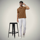 Hektor -Premium-Bonded- Hidden Button Polo - Herring Bone T Shirt -Mens