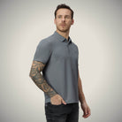 Hektor -Premium-Bonded- Hidden Button Polo - Bubble Checks T Shirt -Mens