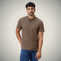 Biscuit Brown Bubble Jacquard Polo