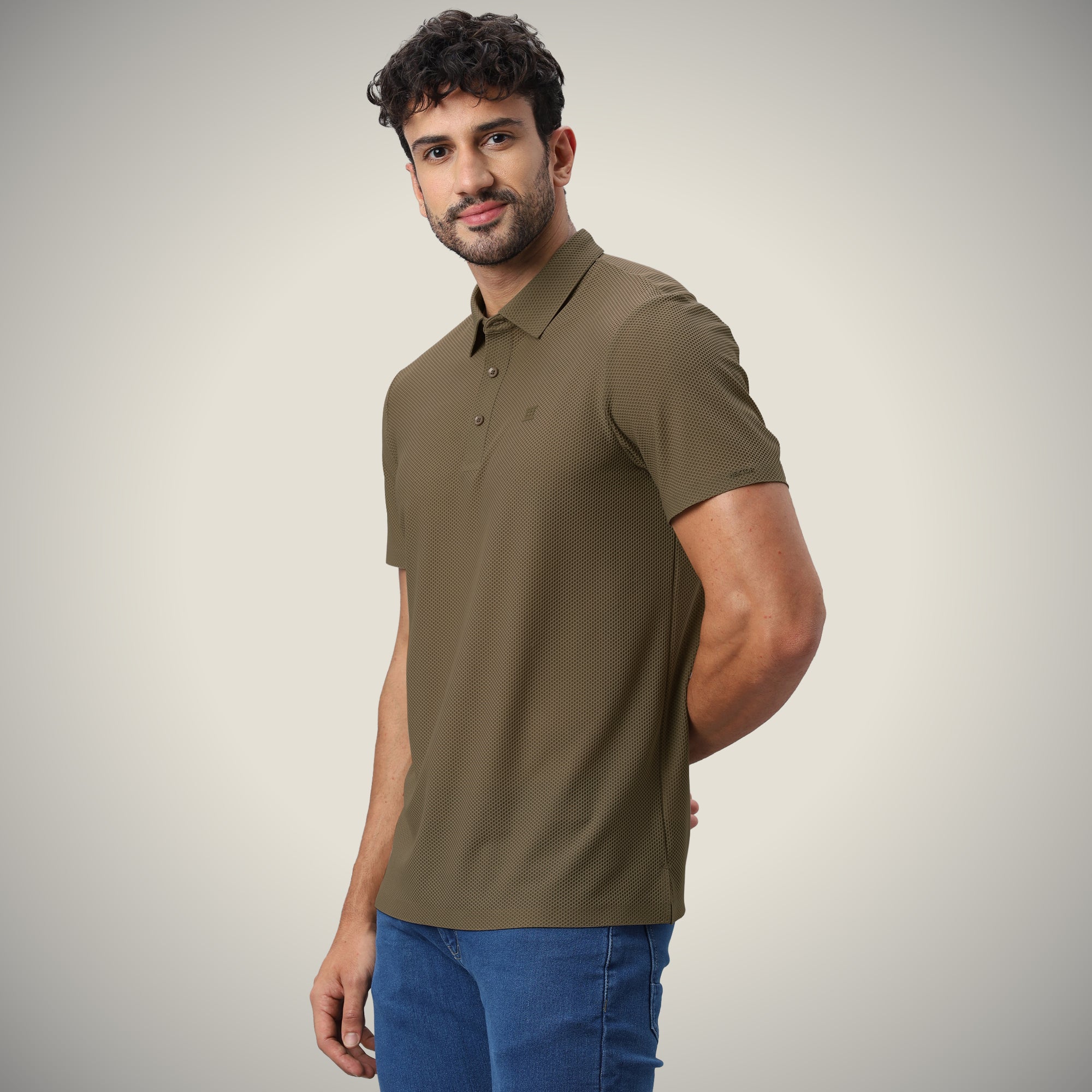 Shop Open Button Polo - Bubble Jacquard