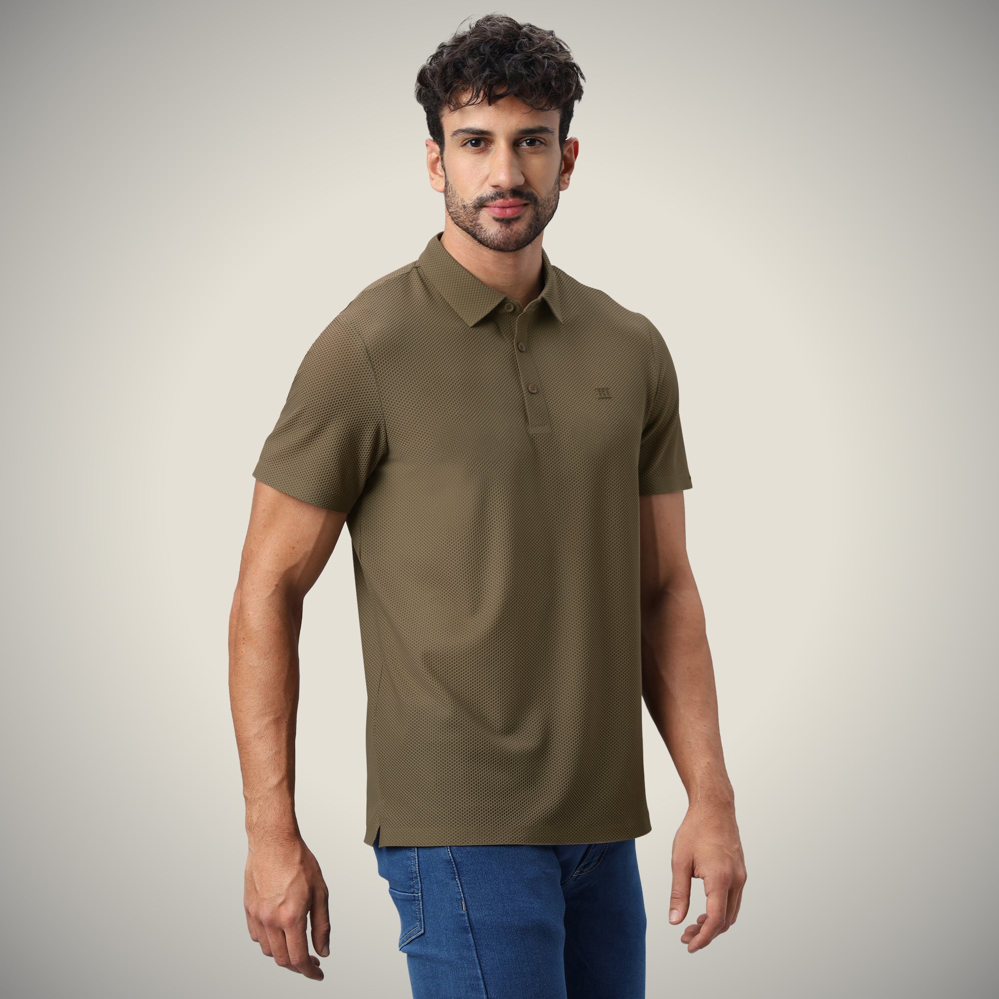 Get Open Button Polo - Bubble Jacquard