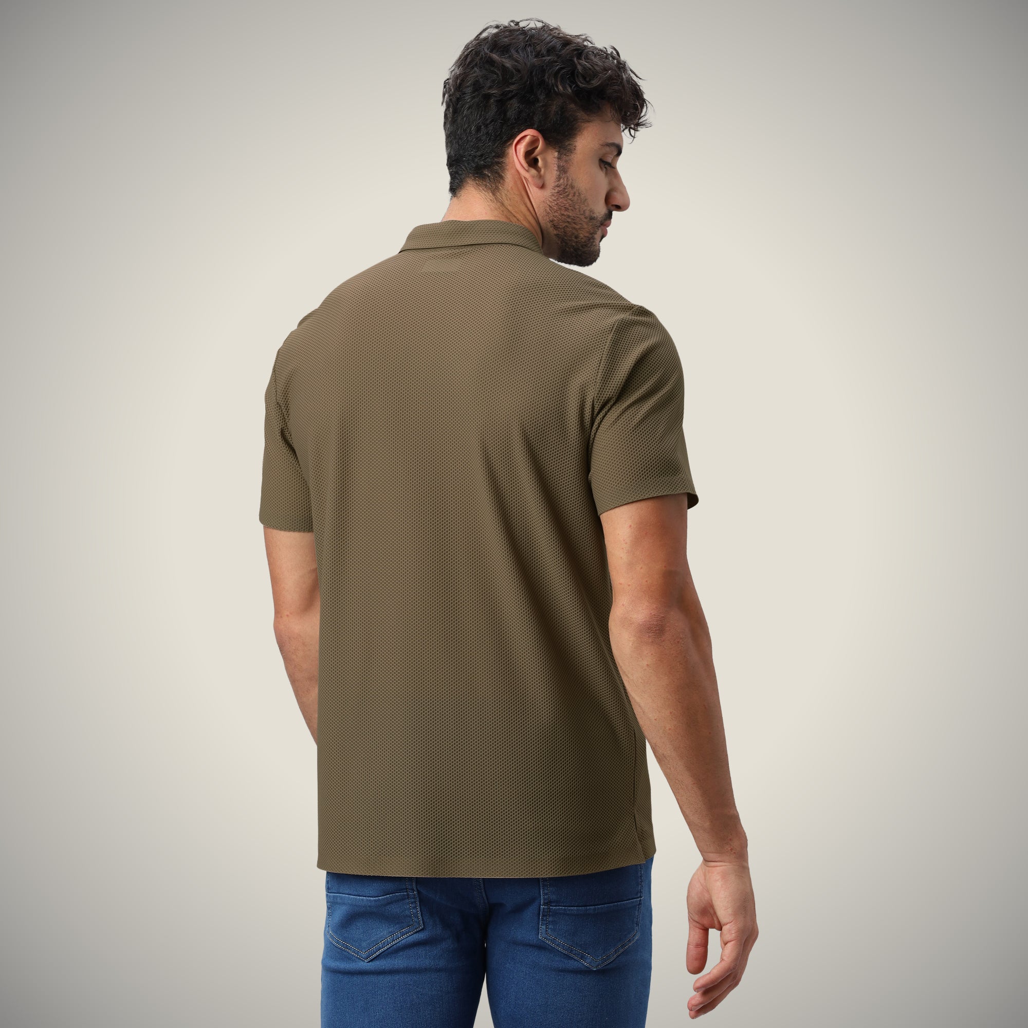 Buy Now Open Button Polo - Bubble Jacquard