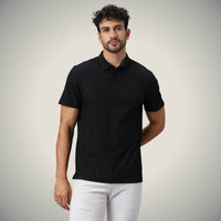 Jet Black Bubble Jacquard Polo