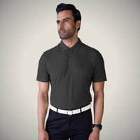Smoke Gray Bubble Jacquard Polo