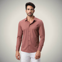 Clay Red Thick Thin Jacquard Shirt
