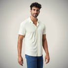 Hektor -Premium-Bonded- Open Button Shirt - Short Sleeve - Herring Bone -Mens