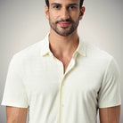 Hektor -Premium-Bonded- Open Button Shirt - Short Sleeve - Herring Bone -Mens