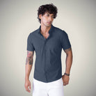 Hektor -Premium-Bonded- Open Button Shirt - Short Sleeve - Big Checks -Mens