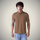 Hektor -Premium-Bonded- Snap Button Polo - Thick Thin Jacquard T Shirt -Mens
