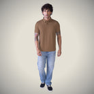 Hektor -Premium-Bonded- Snap Button Polo - Thick Thin Jacquard T Shirt -Mens