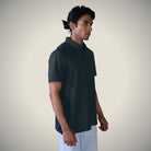 Hektor -Premium-Bonded- Snap Button Polo - Thick Thin Jacquard T Shirt -Mens