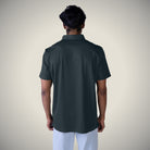 Hektor -Premium-Bonded- Snap Button Polo - Thick Thin Jacquard T Shirt -Mens