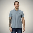 Hektor -Premium-Bonded- Snap Button Polo - Thick Thin Jacquard T Shirt -Mens
