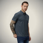 Hektor -Premium-Bonded- Snap Button Polo - Thick Thin Jacquard T Shirt -Mens