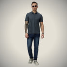 Hektor -Premium-Bonded- Snap Button Polo - Thick Thin Jacquard T Shirt -Mens