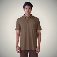 Biscuit Brown Bubble Jacquard Polo - SBP