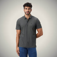 Smoke Gray Bubble Jacquard Polo - SBP