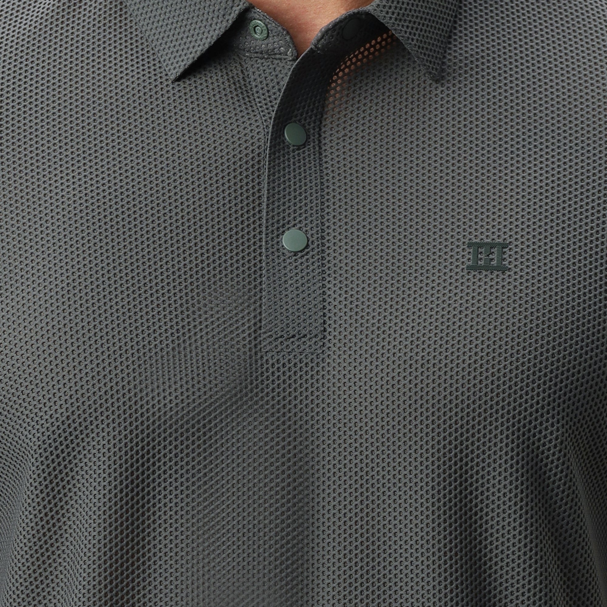 Hektor -Premium-Bonded- Snap Button Polo - Bubble Jacquard T Shirt -Mens